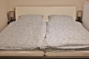 een bed met twee kussens en een deken erop bij Ferienwohnung am Rosenberg in Daun