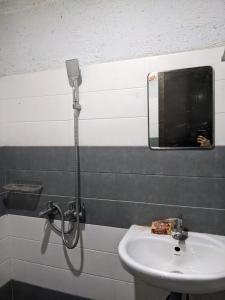 a shower in a bathroom with a sink and a mirror at 7 Heaven Resorts in Ambalavayal