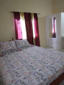 a bedroom with a bed and a dresser and windows at Ark Royal of the Caribbean in Kingstown