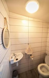 a bathroom with a sink and a toilet at Chez Arlette in Saint-Louis