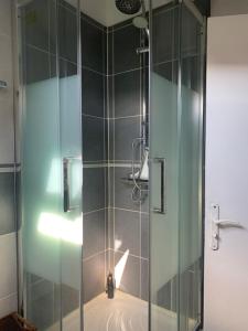 una doccia con porta in vetro in bagno di Chambre cosy à Houilles a Houilles