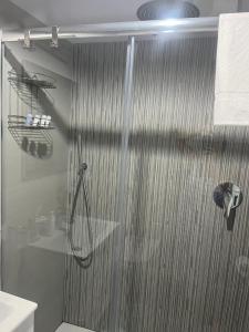 eine Dusche mit Glastür im Bad in der Unterkunft Casa Myluna Centro Storico in Neapel