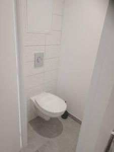 a bathroom with a white toilet in a room at appartement 2 T2 neuf et élégant proche zénith in Pérignat-lès-Sarliève