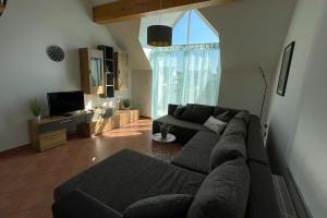uma sala de estar com um sofá e uma televisão em Shine Apartment Wackersdorf II em Wackersdorf