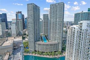 an aerial view of a city with tall buildings at Icon Luxury 34th Floor Amazing Oceanview, Brickell in Miami