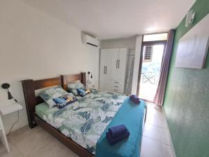 1 dormitorio con cama y ventana en Super appartement T3 proche de tout sans vis-à-vis en Fort-de-France