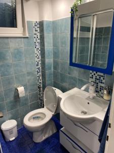 ein Badezimmer mit einem weißen WC und einem Waschbecken in der Unterkunft Martina Lux in Belgrad