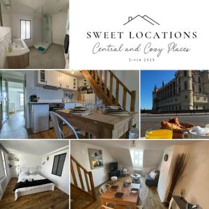 a collage of photos of a kitchen and a apartment at Sweet Abreuvoir in Saint-Germain-en-Laye