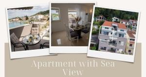 a group of three pictures of a apartment with sea view at Apartment Antun - Adriatic coast retreat in Blace