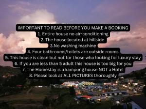 a sign that reads important to read before you make a booking at The Explorer Kundasang in Kampong Kundassan