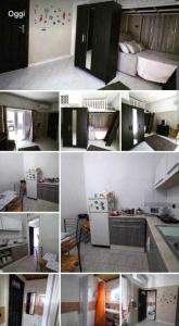 un collage de fotos de una cocina con nevera en AL Civico 24, en Acerra