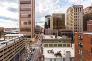 an aerial view of a city with tall buildings at Comfort Inn & Suites Baltimore Inner Harbor in Baltimore