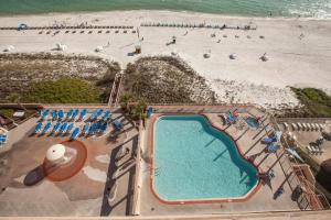 an overhead view of a swimming pool and a beach at Sunrise Beach by Panhandle Getaways in Panama City Beach