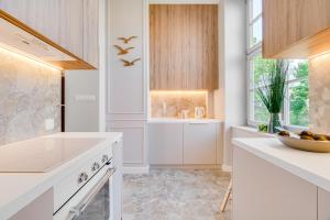 Kuchyň nebo kuchyňský kout v ubytování Poniatowskiego Parkside Studio~Parking and lift + 9 fotografií