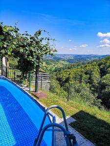 a swimming pool with a view of a valley at Wellness pod zvezdami, Maribor - PRIVATE in Maribor