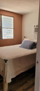 Schlafzimmer mit einem großen Bett und einem Fenster in der Unterkunft Casa LOLO on hills of Culebra in Culebra