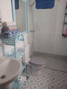 a bathroom with a toilet and a sink at Habitación privada con baño. in Cádiz
