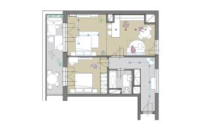 a floor plan of a house with a cat at TurnKey I Central Apartment with Terrace in Prague