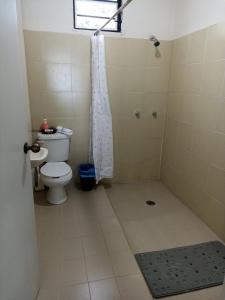 łazienka z toaletą i prysznicem w obiekcie Villa Margaritas w mieście Bacalar