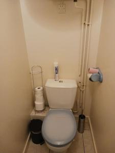 a small bathroom with a white toilet in a room at saint jean de mont, Superbe studio balcon face mer in Saint-Jean-de-Monts