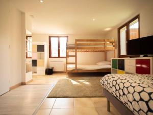 a bedroom with two bunk beds and a television at Chalet Valmorel, 7 pièces, 15 personnes - FR-1-291-793 in Valmorel