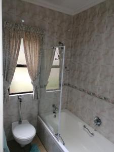 a bathroom with a toilet and a tub and a sink at Clivia Guesthouse in Pietermaritzburg