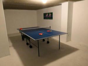 a blue ping pong table in a room at Hus i Telemarkskanalens hjerte in Ulefoss