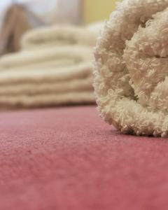 a close up of a stuffed animal on a red carpet at Essenza del Mare Home in Livorno
