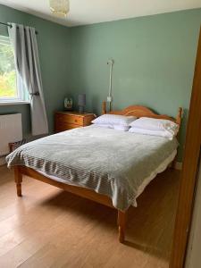 a bedroom with a bed and a window at Spacious Cottage in Meenaleck near Gweedore County Donegal in Donegal
