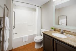 a bathroom with a sink and a toilet and a mirror at TownePlace Suites Philadelphia Horsham in Horsham