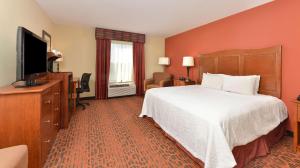 ein Hotelzimmer mit einem Bett und einem Flachbild-TV in der Unterkunft Hampton Inn Muscatine in Muscatine