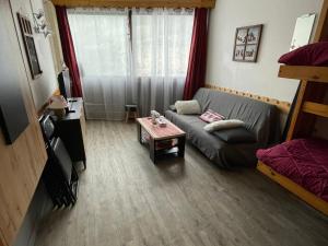 een woonkamer met een bank en een tafel bij Studio Villard-de-Lans, 1 pièce, 4 personnes - FR-1-689-120 in Villard-de-Lans