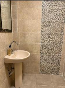 a bathroom with a sink and a shower at Elbadawy camp in Nuweiba +56 photos