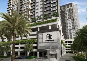 a rendering of an apartment building with a sign in front at Amber Cove l Luxury Seaview 2BR l 6-8pax l GamesRoom l City Centre l Jonker St by Jay Stay in Melaka