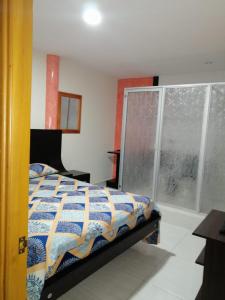 a bedroom with a bed and a window at Alojamiento Panamericano San Miguel in El Bordo