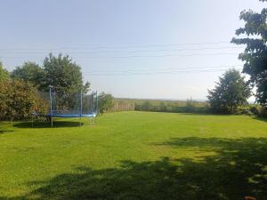 um grande campo verde com uma meta em Kraken-pokoje gościnne em Krynica Morska