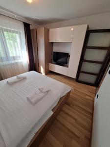Katil atau katil-katil dalam bilik di Urban George Enescu 4 BeedRoom Apartment Suceava