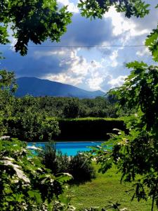 VignanelloにあるLa Tenuta Del Conteの山々を背景にした青い湖の景色