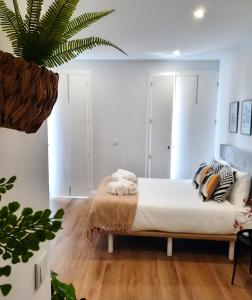 a bedroom with a bed and a plant at Smiling Places - Apartment in Porto in Porto