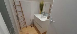a bathroom with a sink and a mirror at Gîte La Belle étoile - Paray-le-Monial in Paray-le-Monial +37 photos