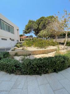 a garden with flowers and bushes in front of a building at Casa de Perlas in El Campello