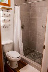 łazienka z toaletą i prysznicem w obiekcie Crystal Creek Lodge w mieście Orange Walk