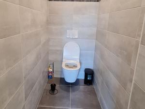 a small bathroom with a toilet in a stall at Gîte rénové près de Nancy et Metz, animaux admis - FR-1-584-296 in Lironville