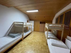 a room with three bunk beds in it at Buzahouse in Ljubljana