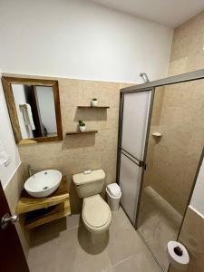 Phòng tắm tại zara's apartamento en coveñas