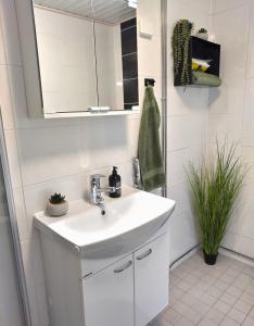Kylpyhuone majoituspaikassa RT asunto, sauna, terassi ja autokatos