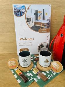 Coffee and tea making facilities at Studio Chalet 13, St John Park Bansko