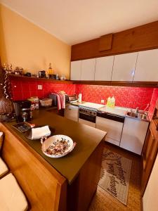 a kitchen with a counter with a plate on it at Almblick in ruhiger Lage in Trahütten