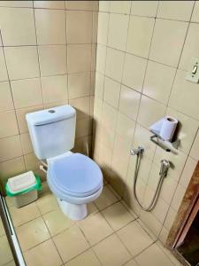 a small bathroom with a toilet and a shower at Ravena 016 in Ribeirão Preto +7 photos