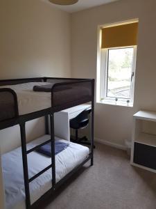 a bedroom with two bunk beds and a window at Maple House in Bristol
